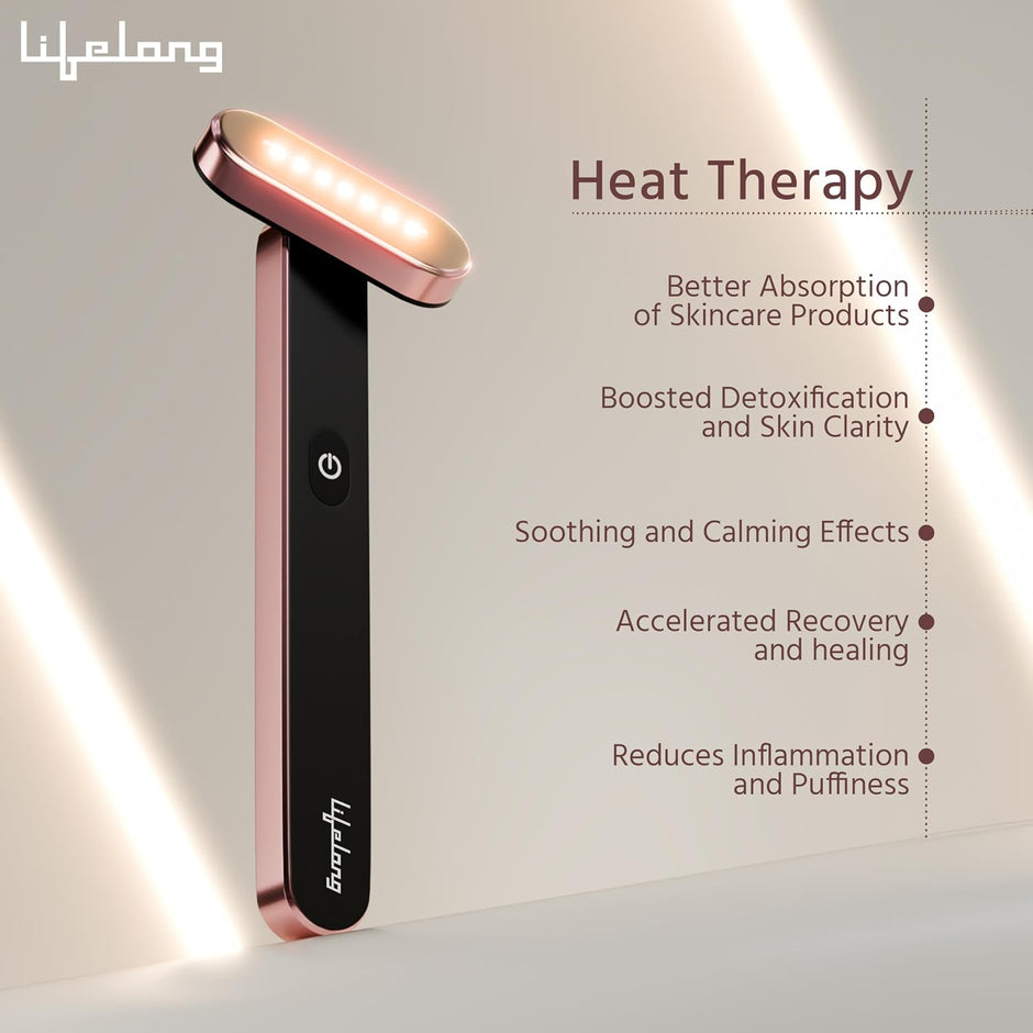 Lifelong Red Light Wrinkle Remover - EMS Microcurrent, LED Rejuvenation Therapy, Temperature Control - Anti-Aging Wrinkle Remover Device for Firm Skin and Enhanced Serum Absorption