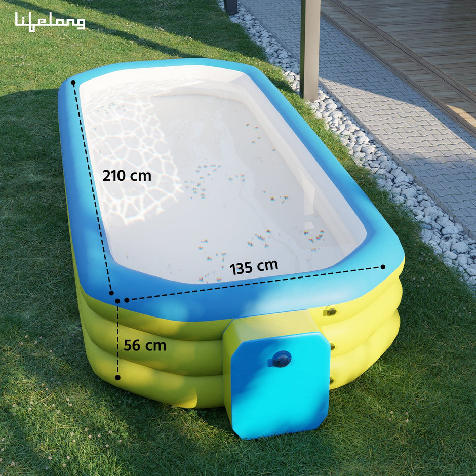 7FT Inflatable & Foldable Swimming Pool for Family â€“ Large Portable Kiddie Pool with Storage Bag & Air Pump â€“ Easy to Carry, Store & Transport â€“ Outdoor Summer Pool for Adults & Kids
