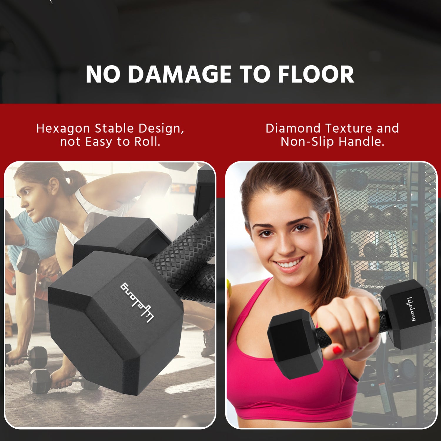 3kg Hex Dumbbells