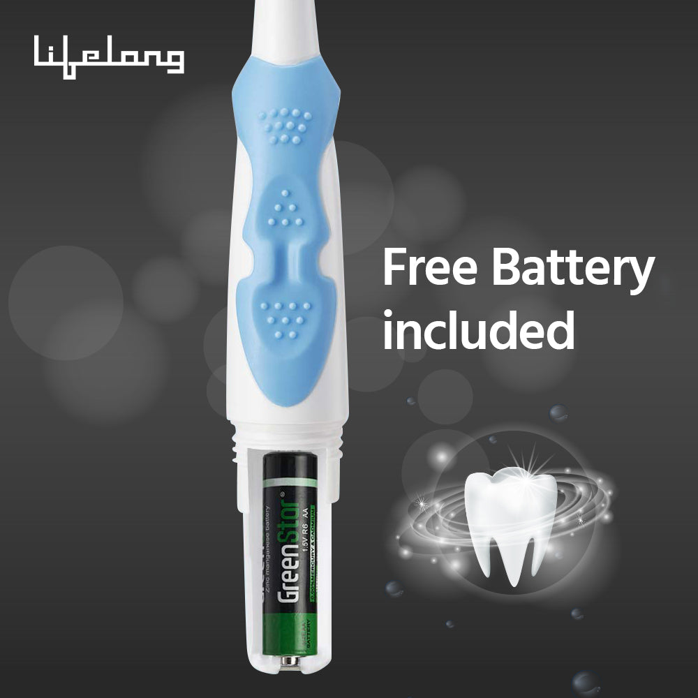 Lifelong LLDC45 Ultra Care Battery Operated Toothbrush With Replacement Head, Blue