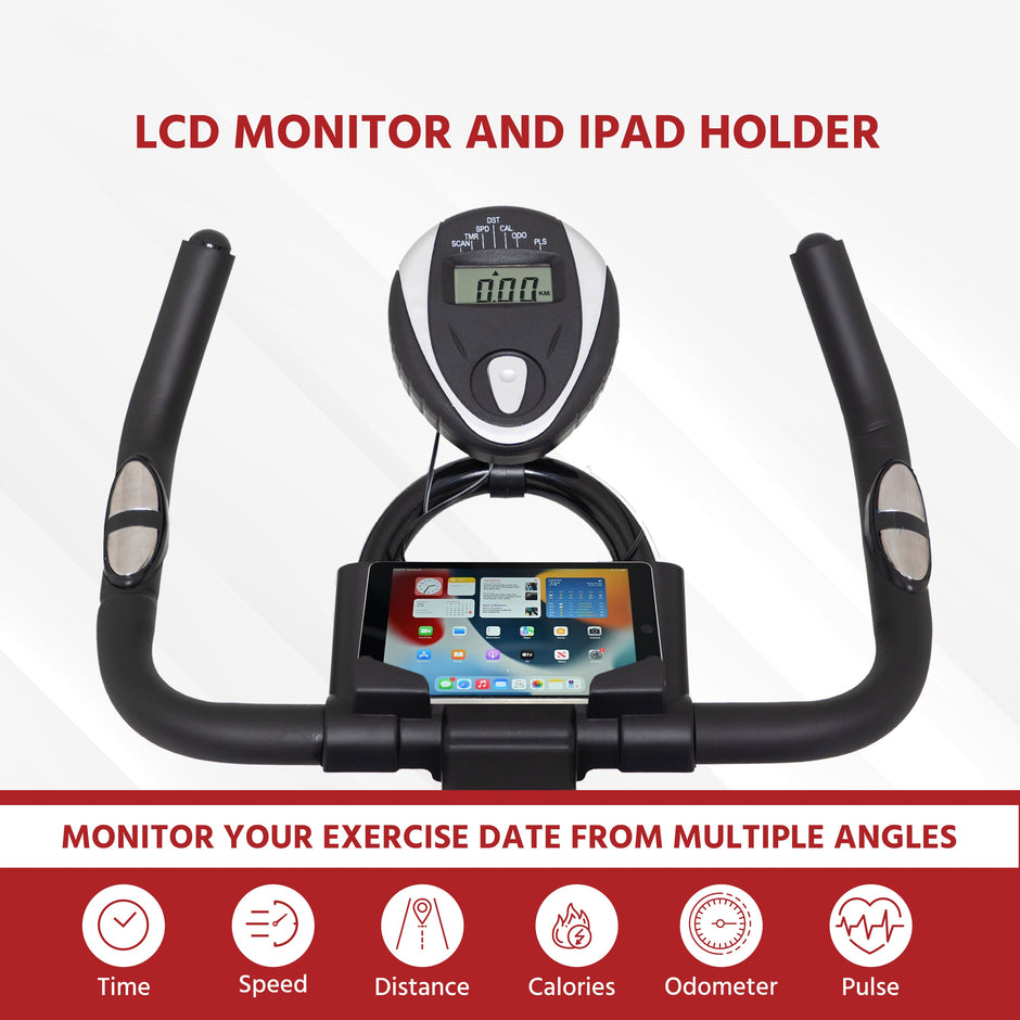 8 kg Flywheel Spin Bike | 7-Level Resistance | LED Monitor & Heart-Rate Sensor | 120 kg Capacity