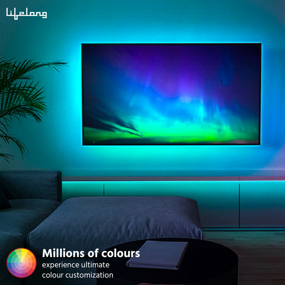Lifelong Smart LED Strip Lights 5 Meter (16.4 Feet) - 16 Mn RGB Lights for Home Decoration, Room Decor & Diwali | Sound Sync | with App & Remote | Supports Alexa & Google | IP65 Waterproof