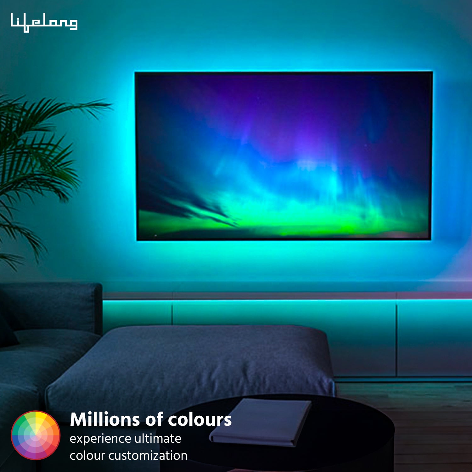 Lifelong Smart LED Strip Lights 5 Meter (16.4 Feet) - 16 Mn RGB Lights for Home Decoration, Room Decor & Diwali | Sound Sync | with App & Remote | Supports Alexa & Google | IP65 Waterproof