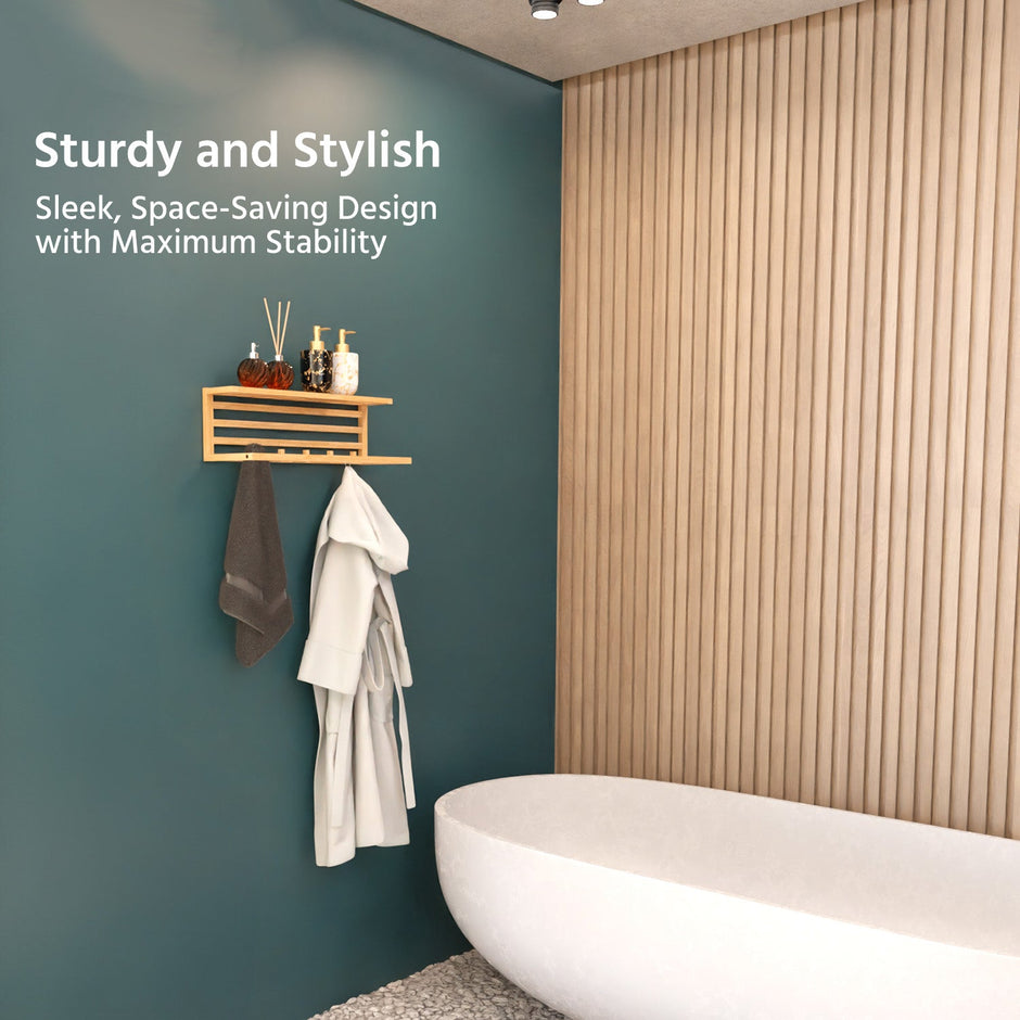 Lifelong Towel Rack & Shelf for Bathroom | Durable and Stylish Bamboo Bathroom Towel Holder