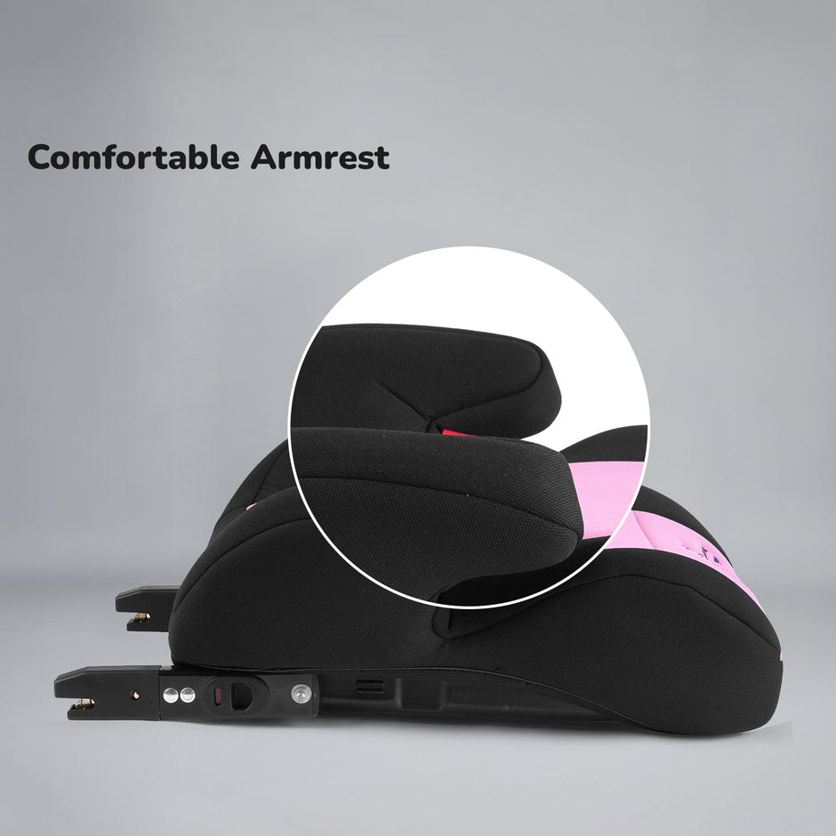 Lifelong Cuppy ISOFIX Booster Car Seat for Kids with Cup Holder - Elevated Seat for Window View |3 to 12 Years - Light Weight, Backless & Washable Fabric -European Safety Standard | Easy Install