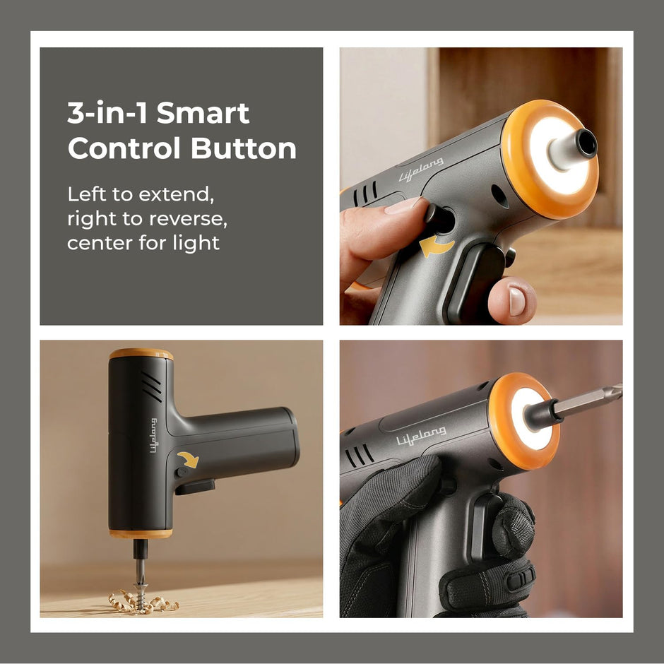 Lifelong Rechargeable Screwdriver Tool Kit Set with Drill Bits for Home Use - 35 Pcs | 4.0 V & 250 RPM |Cordless Portable Tool Box with LED Worklight, Long & Extendable Bits for Hard to Reach Place