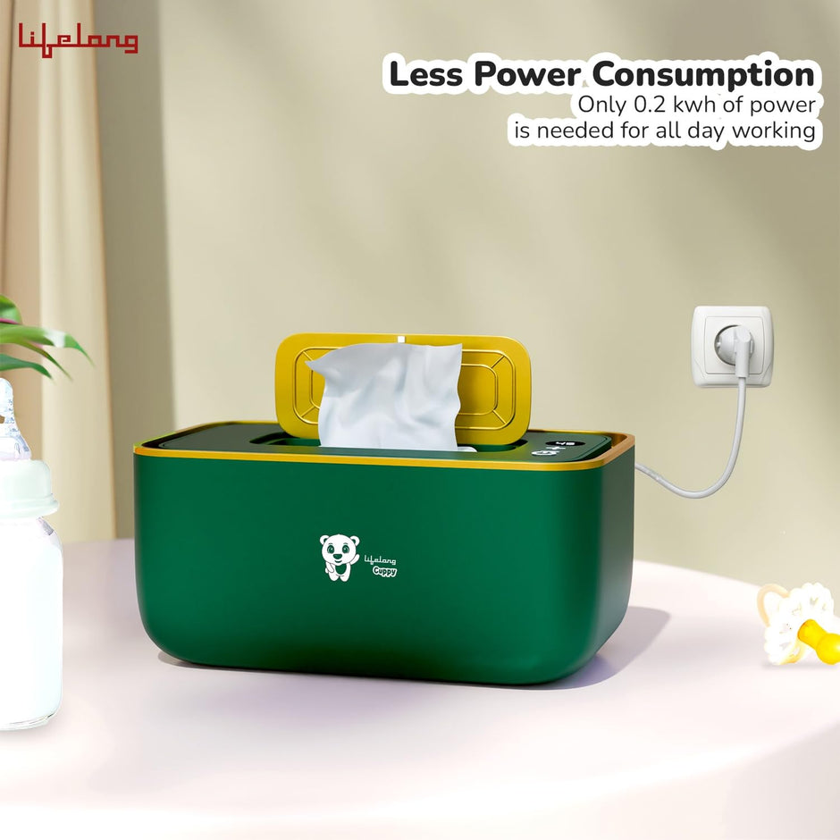 Lifelong Cuppy Wet Wipe Warmer for Baby Diaper Change with Large Capacity | Adjustable and Fast Heating Temperature, Smart and Temperature Control Evenly Overall Heating & Constant Temperature Storage