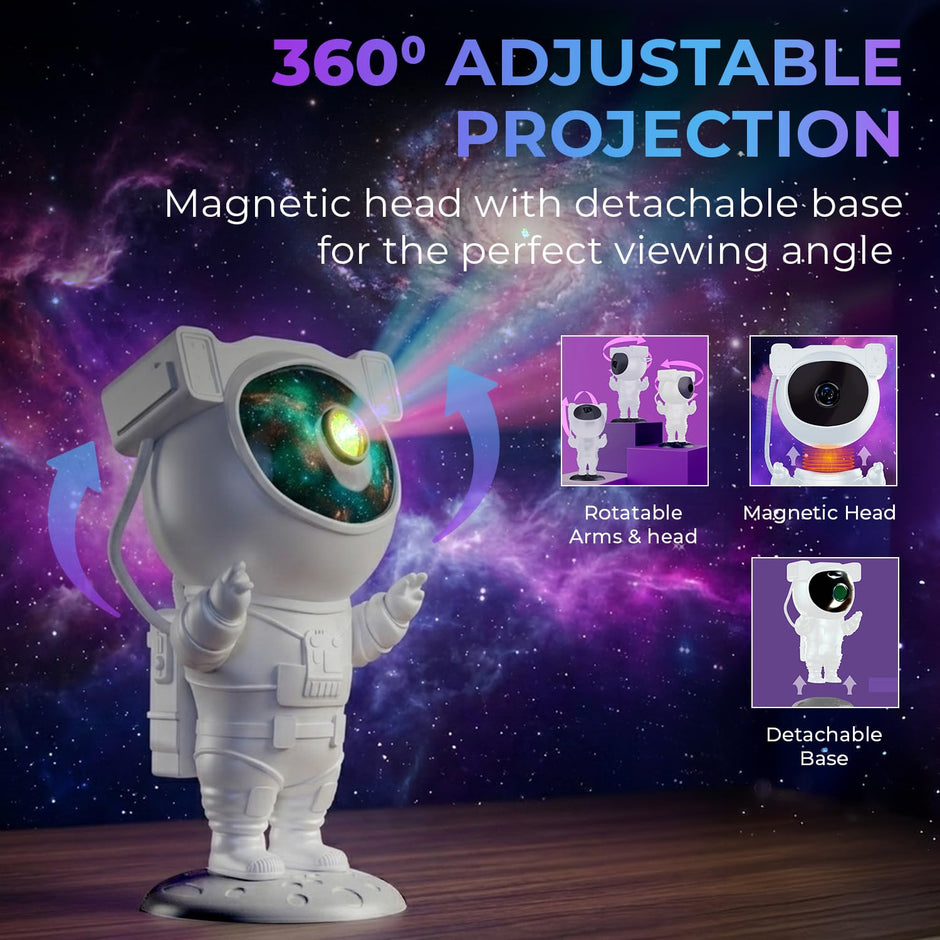 Lifelong Astronaut Galaxy Projector Light for Bedroom with Remote| White Finish |Star, Nebula & Space Night Lamp with Timer | Decorative Light for Gifting| 360° Projection Kids & Adults