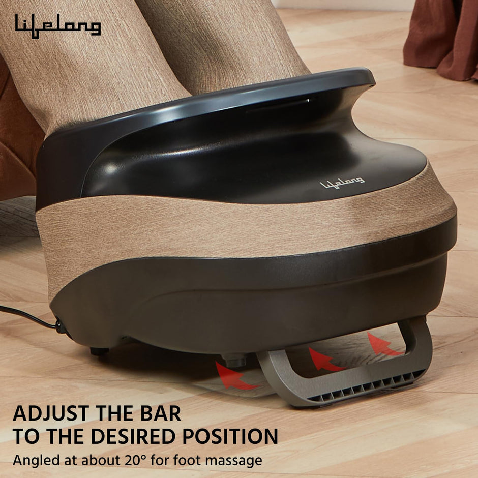 Lifelong Air Pressure Foot & Leg Massager Machine for With Heat For Home -Relaxing Shiatsu & Kneading Calf Massage with Heat & 14 Compression,6 Foot Rollers & 3 Massage Modes for Pain Relief