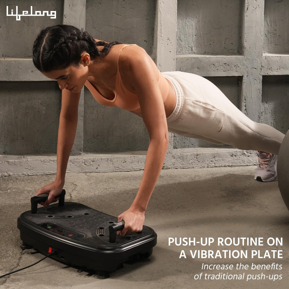 Lifelong Vibration Plate Machine for Home - Body Vibration Weight Loss Machine for Unisex - Muscle Toning, Pain Relief, Flexibility, Gym Equipment for Calorie Burning Comes with 9 Program Modes, Black
