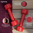 Lifelong Neoprene Dumbbells Set of 2 (1kg x 2) Fixed Weight Set for Home Gym, Fitness, Gym Exercise, Home Workout Weights for Men & Women, Red