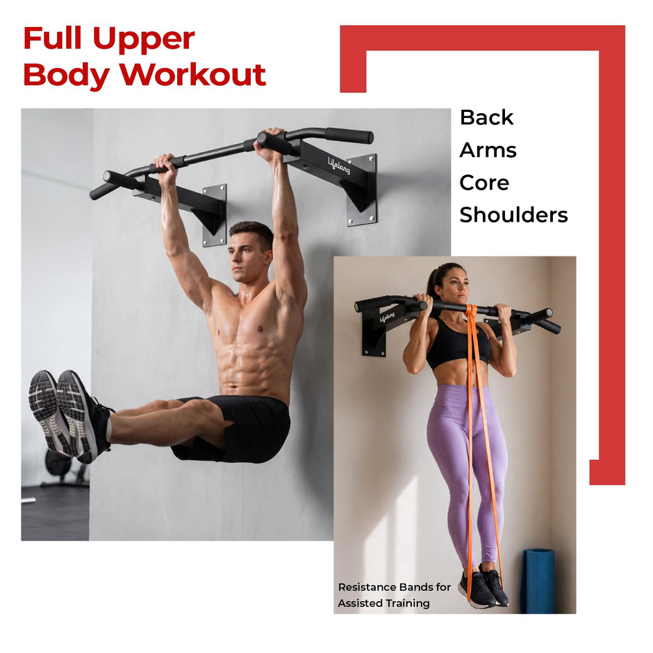 Lifelong Pull Up Bar Wall Mounted | 200kg Capacity| Foam Grip Pull Up Bar for Home | Gym Equipment for Home Workout| Triangle Support | Strong Wall Base| Pull up Bar for Home for Kids, Men & Women