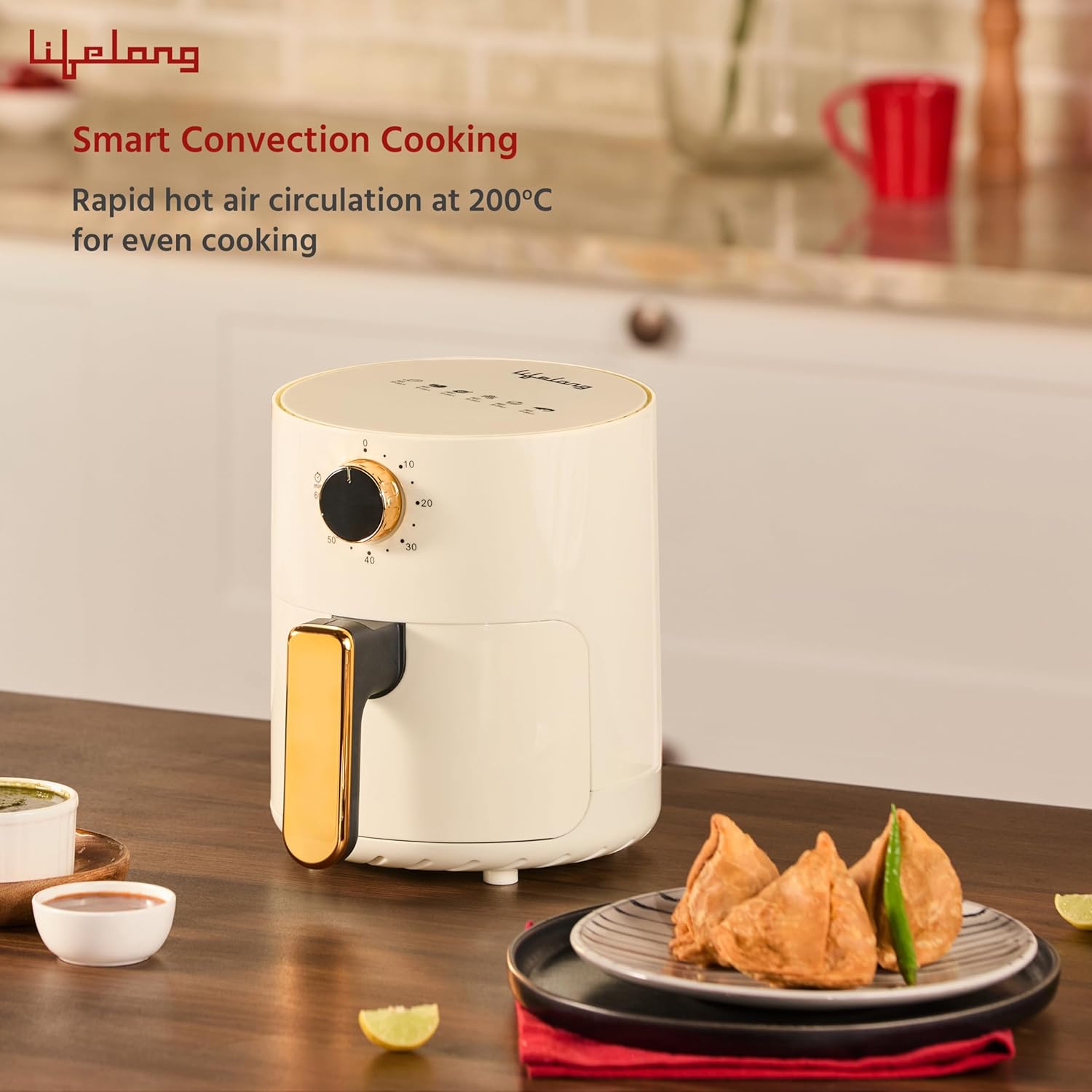 Lifelong Air Fryer | 1 Year Warranty | 800W, 2.5L, Air Fryer for Home, Electric Air-Fryer with 360° Hot Air Circulation Technology & Timer Control, Oil Free Fryer for Bake & Toast