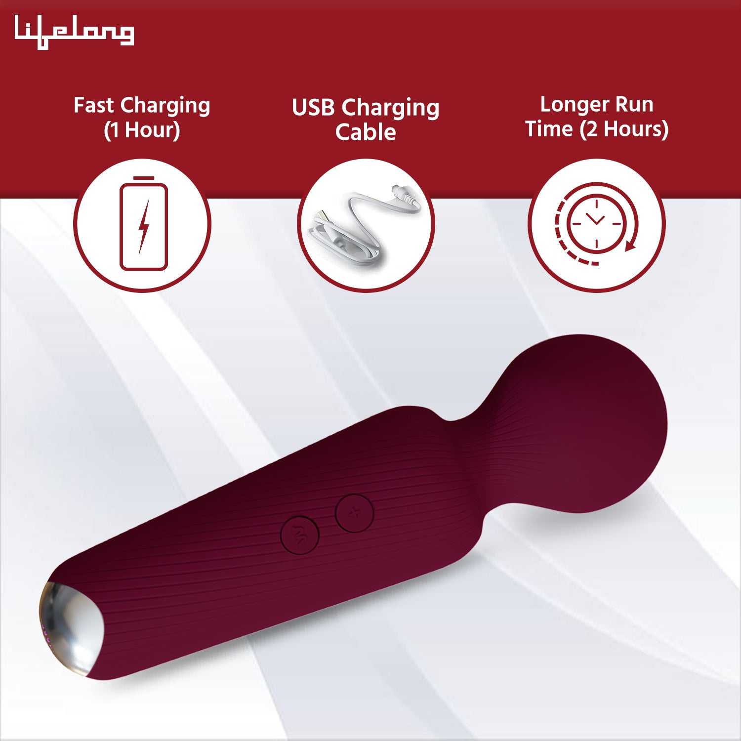 Personal Massager – Compact Wireless Body Massager with 20 Modes & 8 Speeds (Wine)