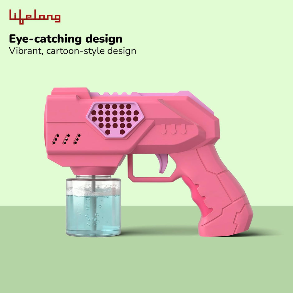 Lifelong Cuppy Big Bubble Blaster Gun with One-Touch Bubble Fun for Kids