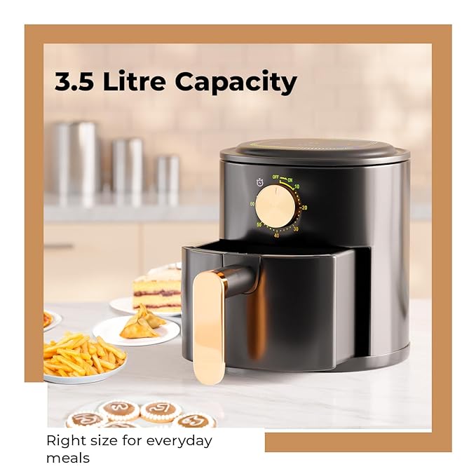 Lifelong 3.5L Small Air Fryer – Rapid Air Cooking, 90% Less Oil, 750W (Black)