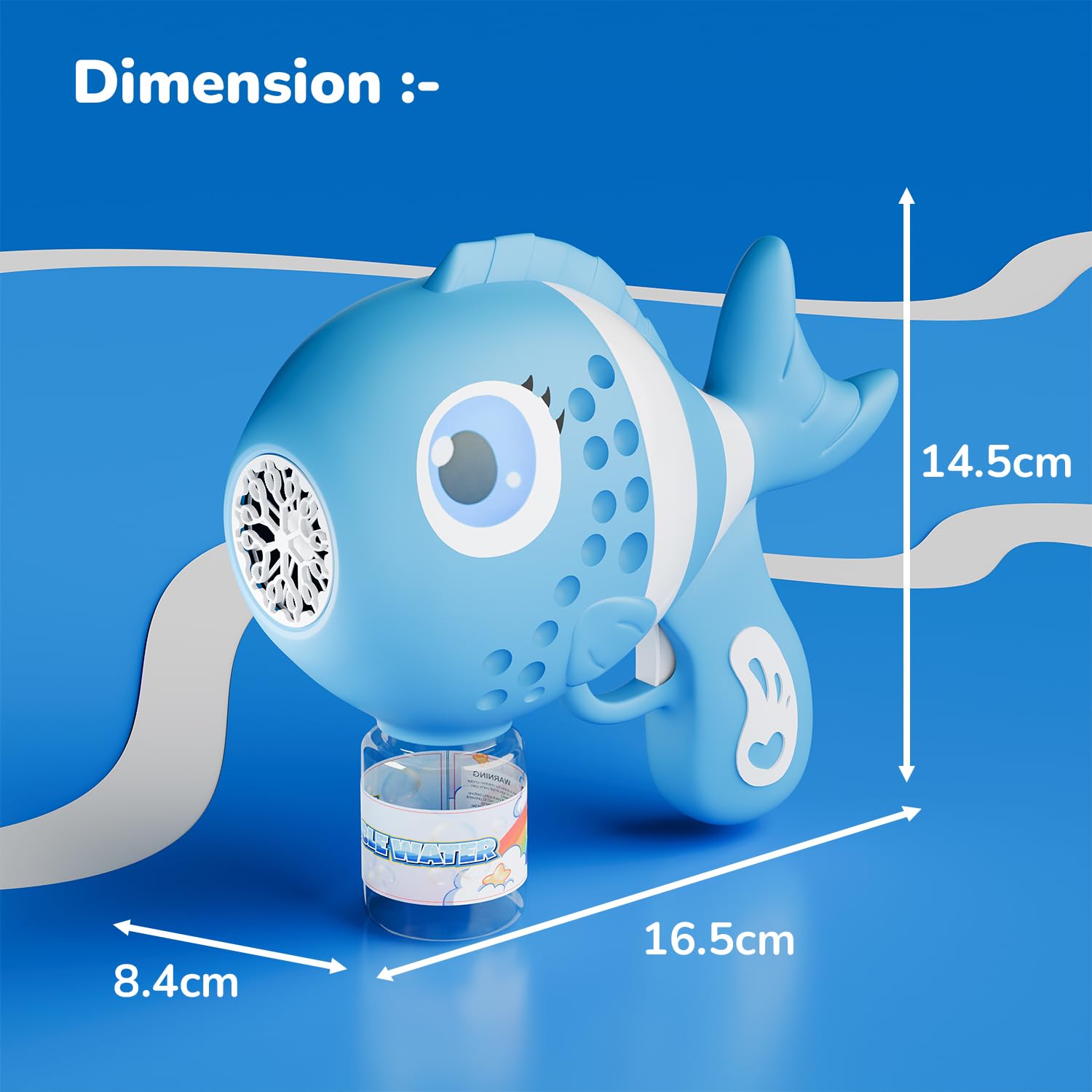 Lifelong Cuppy Fish Bubble Gun with Lights, Bubble Solution & Type-C Charging