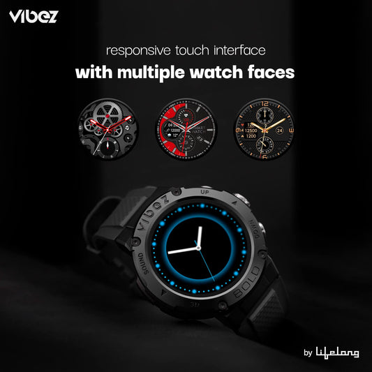 Vibez by Lifelong Bold Smartwatch For Men Bluetooth Calling 1.32" HD Display