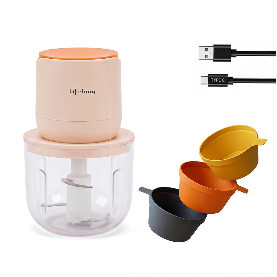 Lifelong Rechargeable Electric Food Chopper with 3 Bowls
