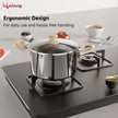 Lifelong Polished Triply Sauce Pan Cooking Pot with Glass Lid, 18cm, 2.25 Liters