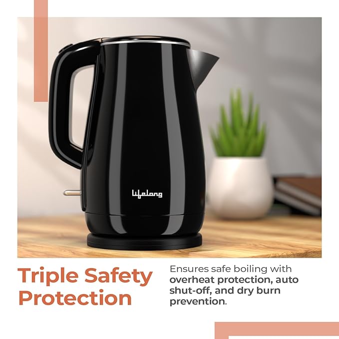 Electric Kettle 1.5L – 1350W Stainless Steel with Cool Touch & Auto Shut-Off