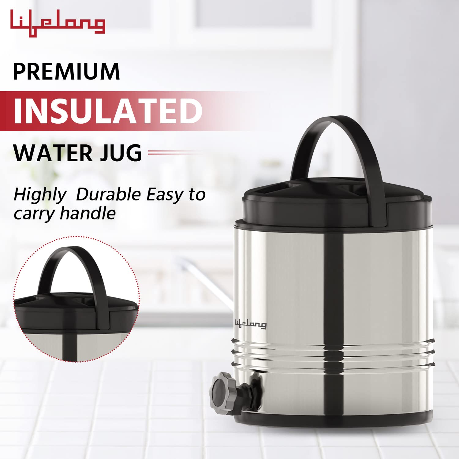 Lifelong 10.5 litres Insulated Stainless Steel Water Jug