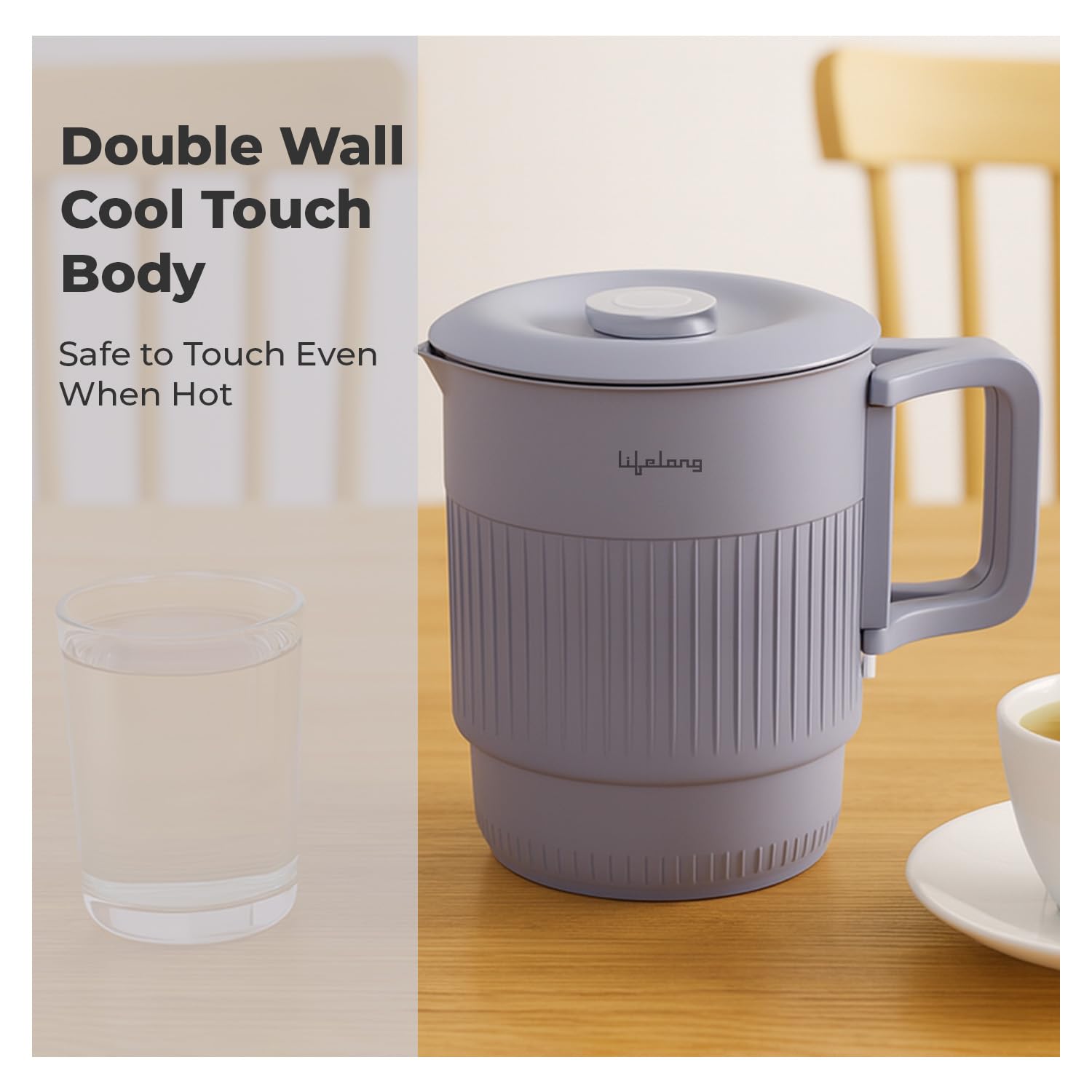 Lifelong Electric Kettle 0.8 Litre | 600W Kettle with Double Wall & Cool Touch Body