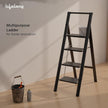 Lifelong 4 Step Steel Ladder with Handle, Foldable Portable Stool for Home, Kitchen & Office Use