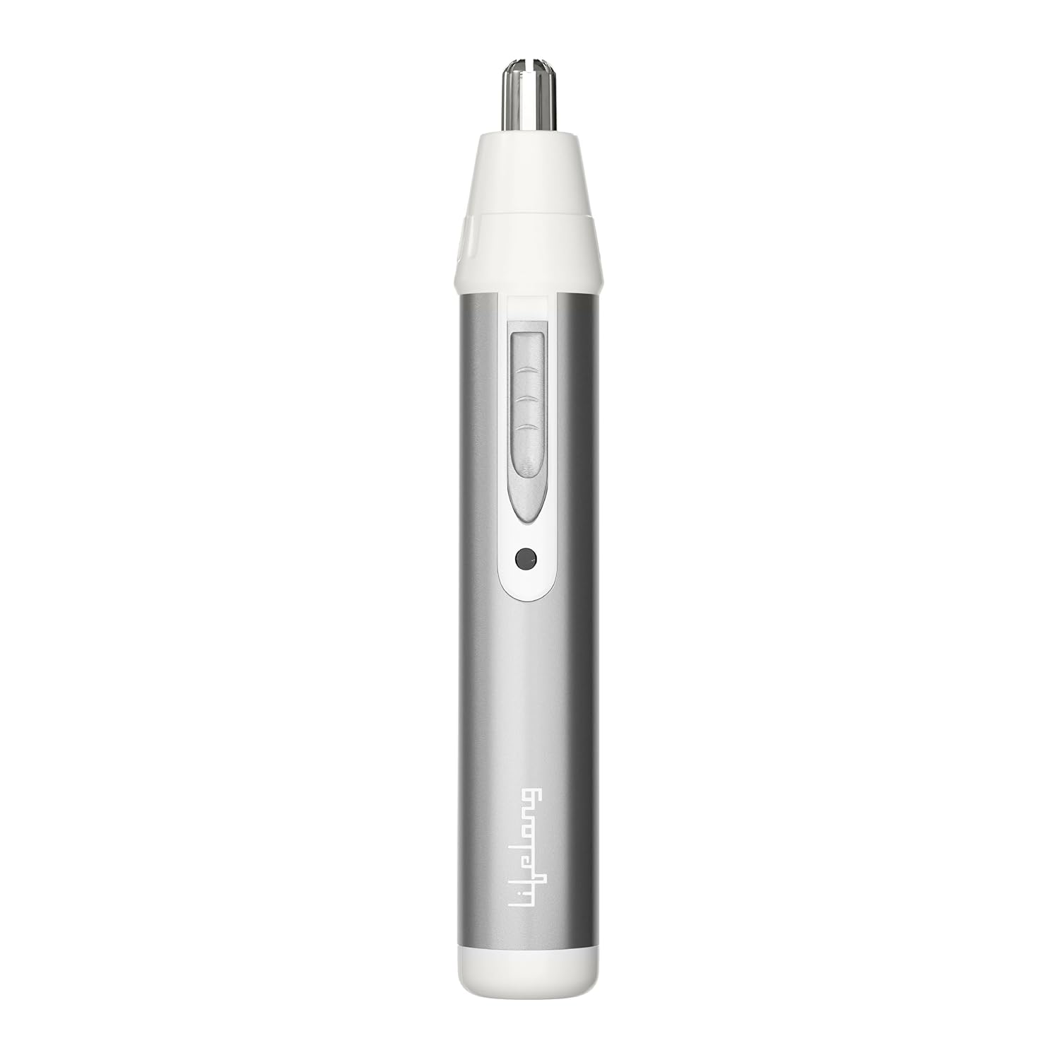 Lifelong Nose Hair Trimmer for Men & Women | Painless Battery-Operated Nose & Facial Hair Trimmer | Stainless Steel Blades | Easy-Clean | 40-Min Runtime (Silver)