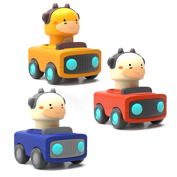 Lifelong Cuppy Animal Press & Go Toy Cars | Friction-Powered Pack of 3 for Kids