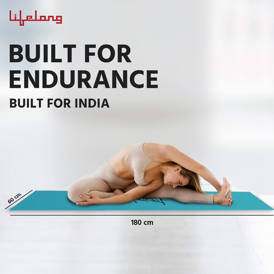 Lifelong Yoga mat for Women & Men EVA Material 8mm Sea Blue Anti Slip for Gym Workout