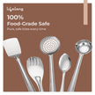Lifelong Stainless Steel Cooking Utensils Set â€“ 5 Piece Serving Spoon Set for Kitchen with Ladle, Skimmer, Spatula, Basting and Rice Spoon â€“ Kitchen Utensil Set for Daily Use (LLCTKT05, Silver)