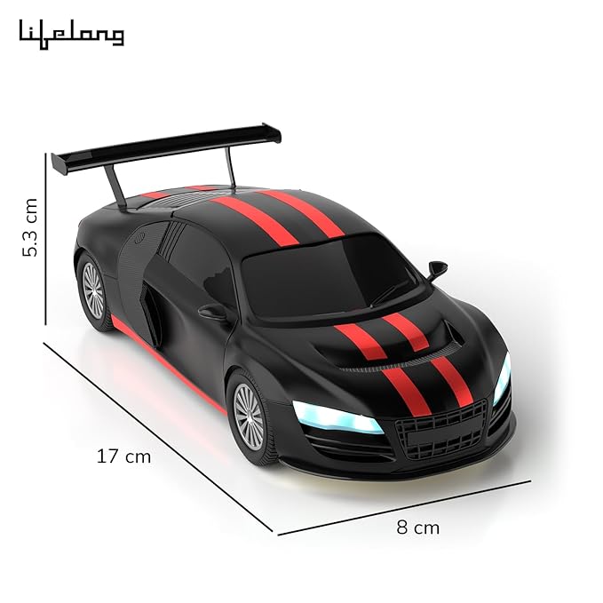 Lifelong Cuppy Remote Control Car Toy for Kids – 2.4GHz High-Speed Racing Car with LED Lights, Rechargeable Battery, Type-C Charging, Anti-Skid Tyres & Suspension (BIS Certified)