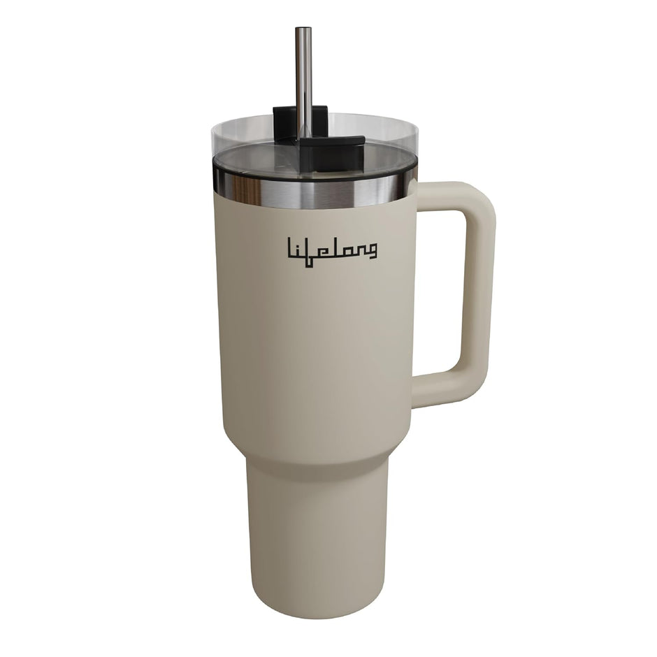 Lifelong Double-Walled Vacuum Insulated Tumbler with Unbreakable Lid & Straw 1200ml