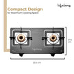 Lifelong 2 Burner Glass Gas Stove – Square Pan Support, ISI Certified, Black