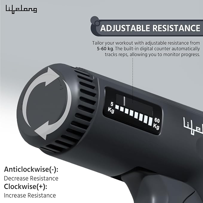 Lifelong Adjustable Hand Gripper with Counter – 5–60kg Resistance Forearm Strengthener for Men & Women, Physiotherapy & Gym Accessory (Grey)