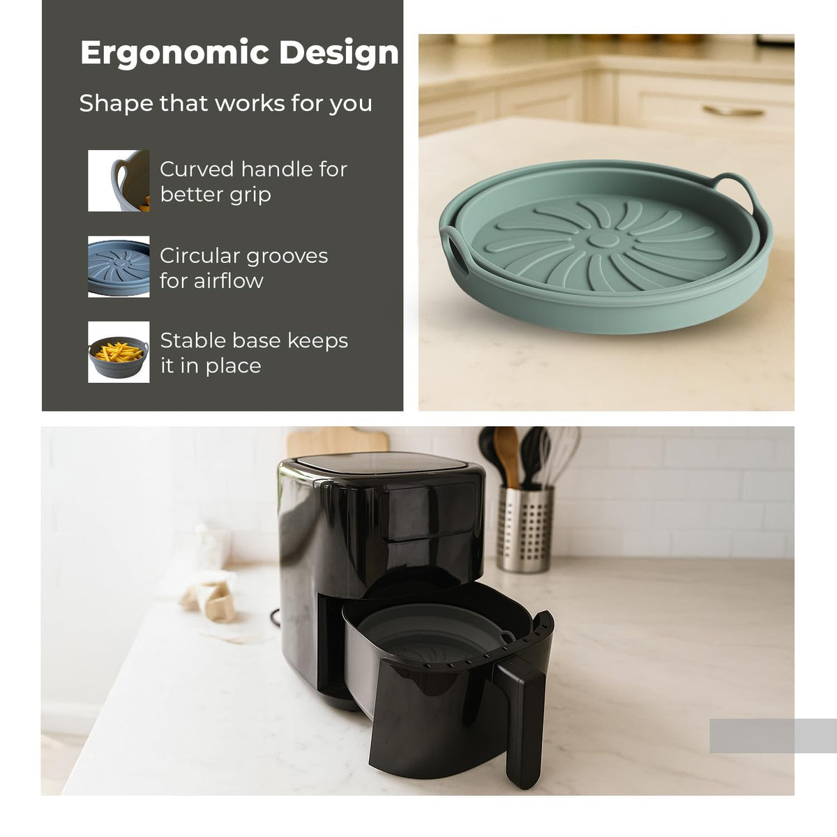 Silicone Air Fryer Basket Tray, Pack of 2