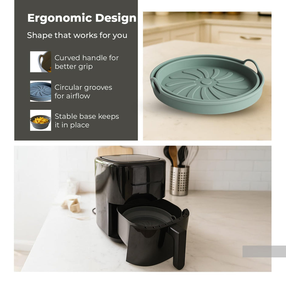 Lifelong Silicone Air Fryer Basket Tray with Ear Handles | Pack of 2