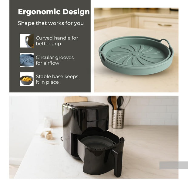 Lifelong Silicone Air Fryer Basket Tray with Ear Handles | Pack of 2