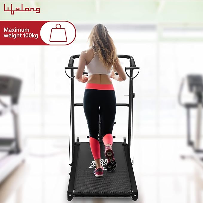 Lifelong LLTM145 Manual Multifunction Treadmill (Jogger, Twister, dumbbells holder, bottle holder), 2Level Manual Incline