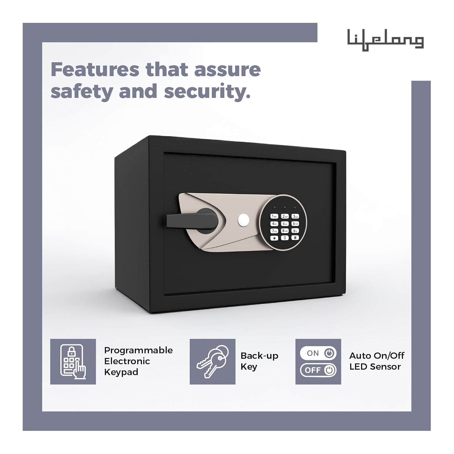 34L Digital Safe Locker – Sturdy Metal Security Box with Electronic Keypad (Multicolor)