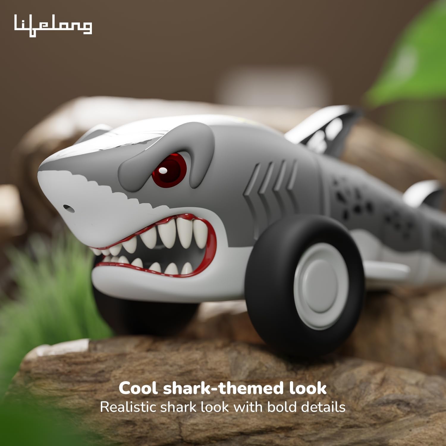Lifelong Cuppy Remote Control Shark Car | 360° Spin RC Toy with LED Lights