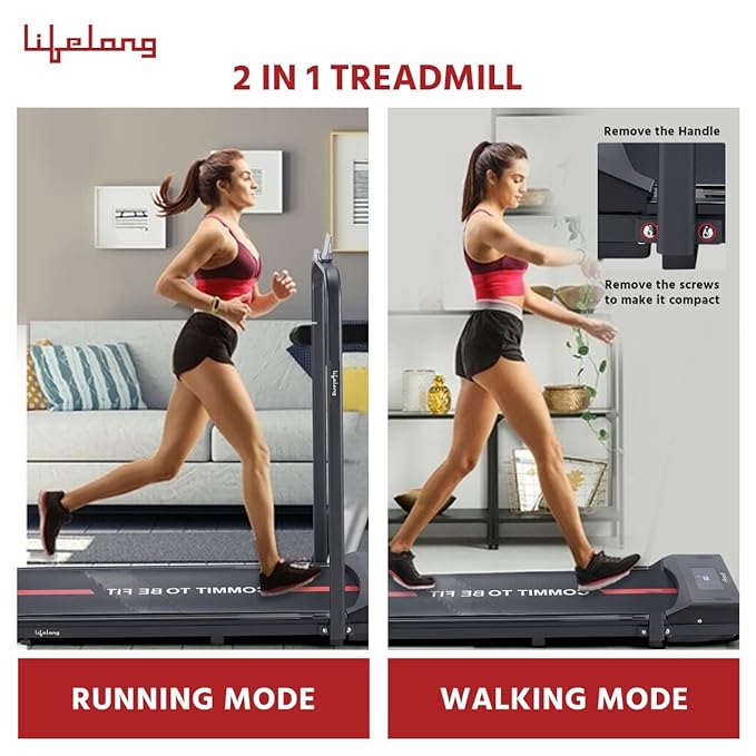 Lifelong Fit Pro LLTM162 Treadmill – 2HP Motor, 8 Km/hr, Under Desk Walking Pad