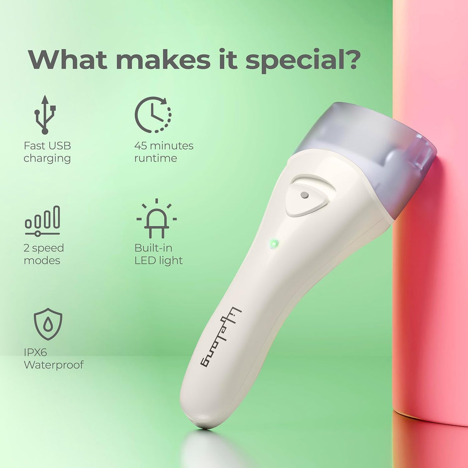 Lifelong Electric Callus Remover for Feet | Rechargeable Foot Scrubber with 3 Roller Heads, 2 Speeds & Waterproof Pedicure Machine