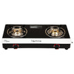 Lifelong Glass Top 2 Burner Gas Stove | Premium Design, Brass Burner| Toughened Glass High Thermal Efficiancy|Manual (Black and White) LLGS211, ISI Certified 2 Burners