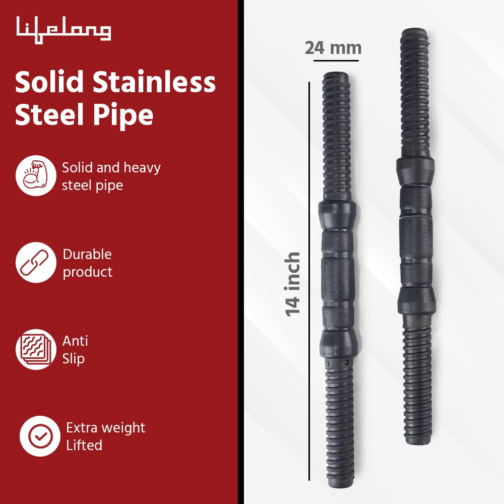 Lifelong LLPVCHGC11 PVC Home Gym Adjustable Set (3Kg*4+1Kg*4) Plates with Dumbbell Rod, Black