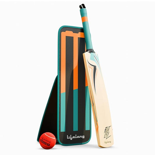Lifelong Wooden Gully Cricket Bat Set for Adults – All-in-One Combo with Bat, Ball & Convertible Stump Bag