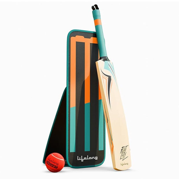 Lifelong Wooden Gully Cricket Bat Set for Adults – All-in-One Combo with Bat, Ball & Convertible Stump Bag