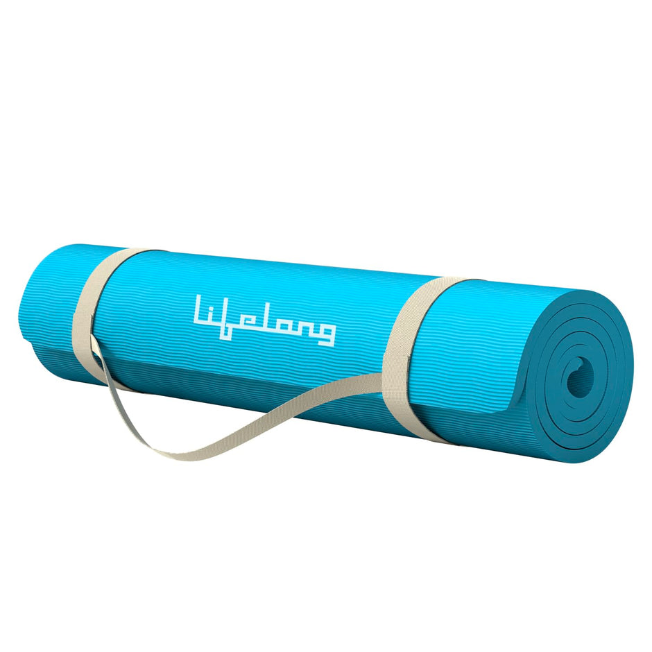 Lifelong Yoga mat for Women & Men EVA Material 8mm Sea Blue Anti Slip for Gym Workout