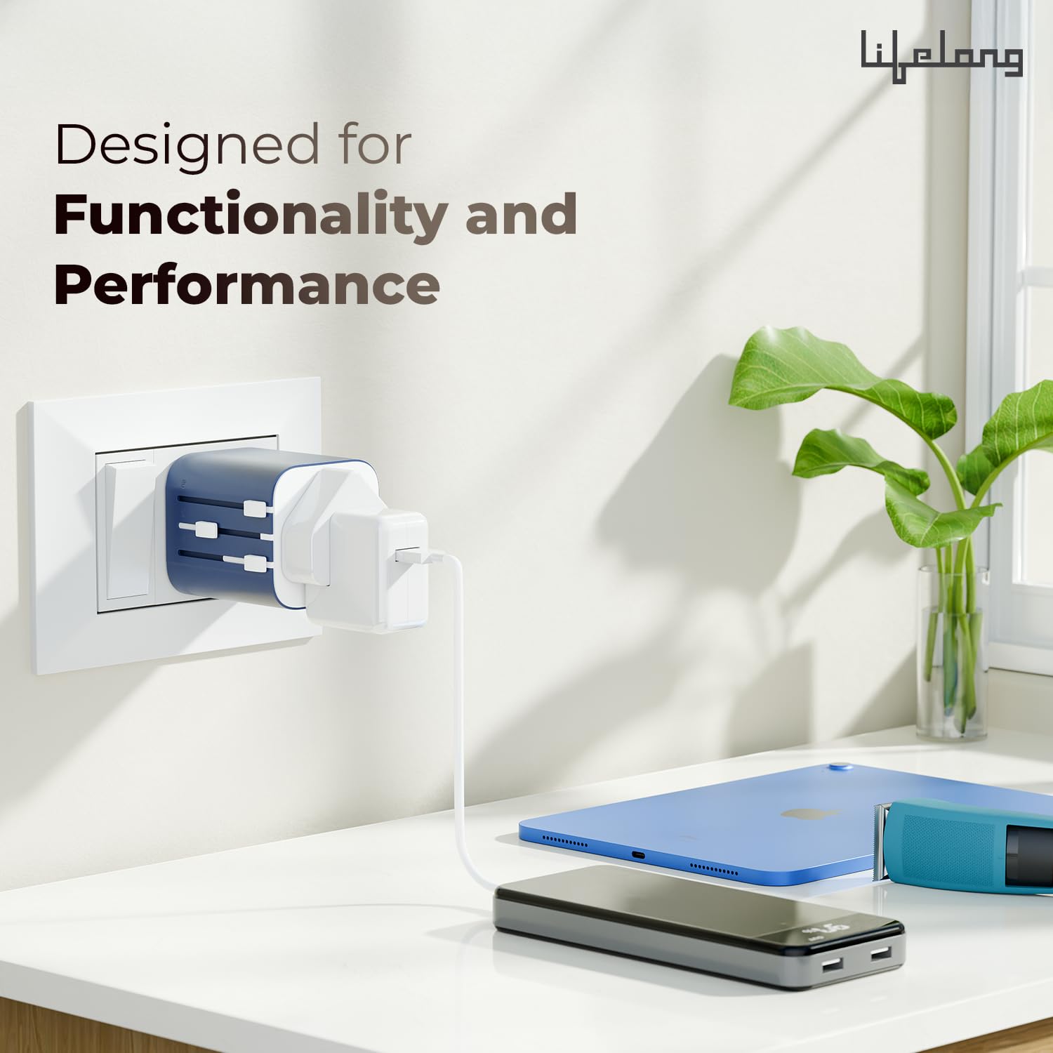 Lifelong 10A Universal Travel Adapter – 2500W All-in-One for 180+ Countries